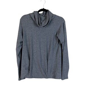 Lululemon M Shirt Pullover Cowl Neck Thumb Holes Gray Kangaroo Pocket Stretch